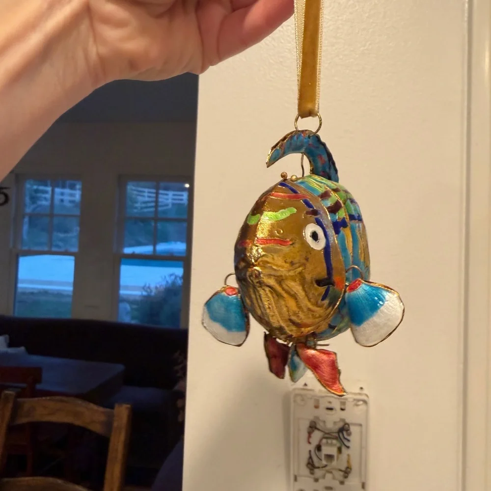 Colorful Articulated Cloisonné Fish Ornament